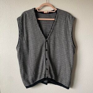 Vintage 90s Streetwear‎ Grandpacore Grid Chunky Knit Sweater Vest